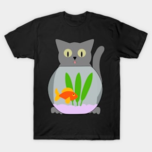 Cat Eyeing Fish T-Shirt